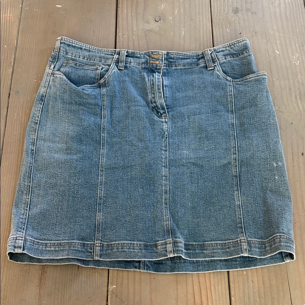 Jones New York Blue Denim Panel Mini Skirt
